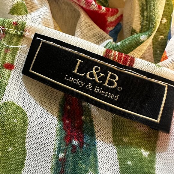 Lucky & Blessed Cardigan kimono Size M/L White Multi-color Cactus cacti - Picture 5 of 5